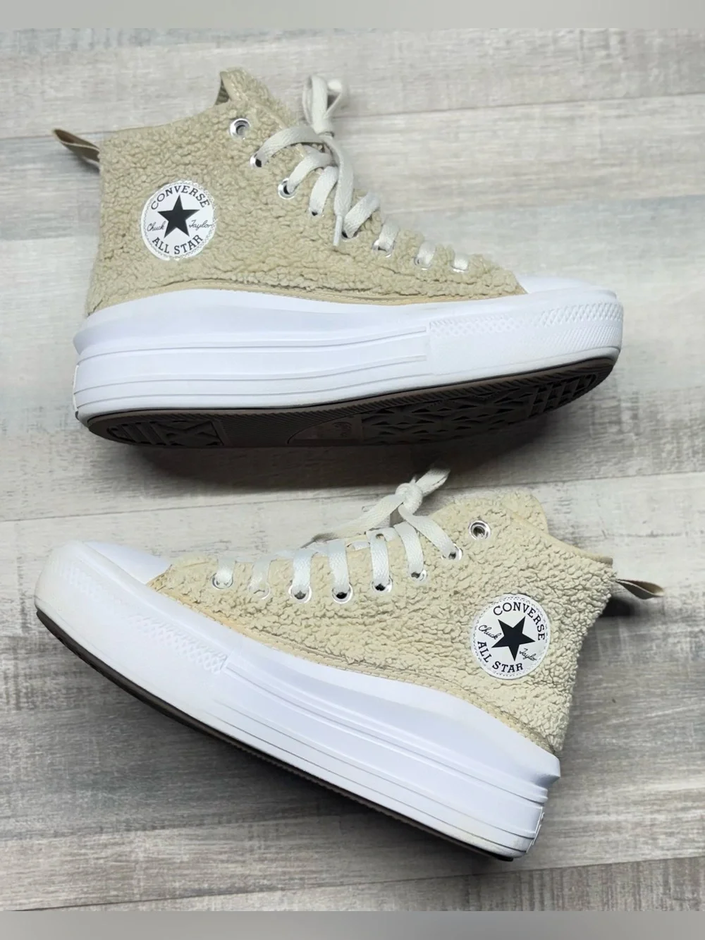 Converse Chuck Taylor All Star Platform High 'Sherpa' shoes Beach Stone